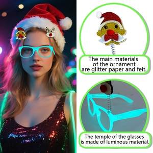 Luminous Christmas glasses with Santa and reindeer spring charms for kids party decor
