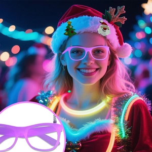 Luminous Christmas glasses with LED lights and festive spring-loaded holiday decorations