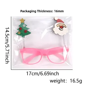 Glow-in-the-dark Christmas glasses with Santa and green tree for kids party decorations
