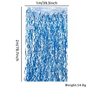 Blue laser fringe curtain 1x2m detail with metallic spiral texture for party backdrop