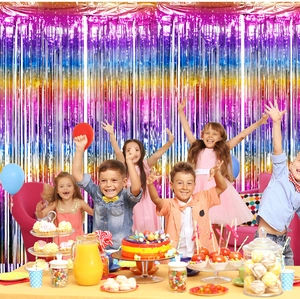 Rideau de pluie dégradé arc-en-ciel pour décoration de fête d'anniversaire enfant