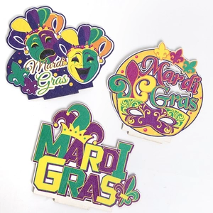 Decorazione tavola Mardi Gras 3 pezzi con maschere e corona viola, verde e oro