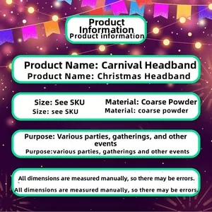 Detailed info card for Carnival earrings and Christmas headband in purple theme