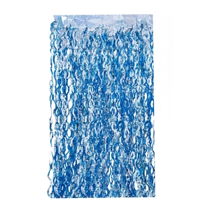 Metallic blue laser wave foil curtain for birthday party backdrop decoration
