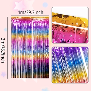 Rideau à franges arc-en-ciel avec étoiles pour décor de fête, taille 1m sur 2m