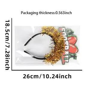 American football party headband with gold tinsel and card graphics for fans
