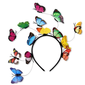 Realistic 3D Colorful Butterfly Headband Forest Style Fantasy Butterfly Hair Hoop For Women Girls Photography Party Decor
