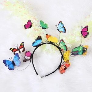Colorful 3D PVC butterfly headband for women with vibrant multi-color faux butterflies