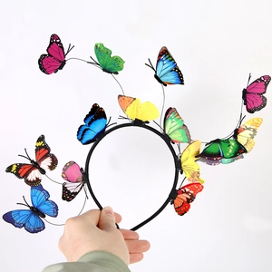 3D realistic butterfly headband with multi-color vibrant wings for performance and photography