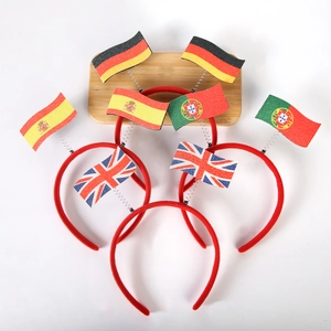 Detail of world flag headbands with springs for World Cup fan celebrations and parties