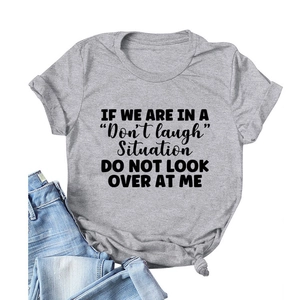 Heather grey crew neck cotton T-shirt with black letter print and casual styling
