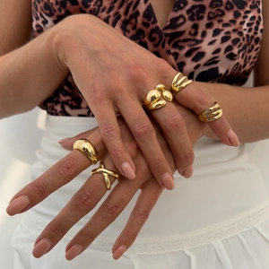Bagues Ouvertes Géométriques Irrégulières en Alliage Or Argent Électroplaqué Design à Vagues Épaisses Décoration de Doigts à la Mode Pour Bijoux Femme Fête Accessoire Quotidien