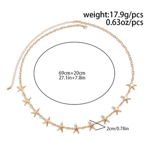 Detail view of gold starfish waist chain showing dimensions and 17.9g weight specifications