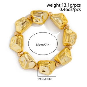 Pulsera de metal dorado irregular con cuentas CCB para mujer joyería minimalista