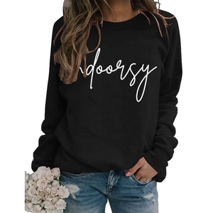 Classic black crewneck sweatshirt with white indoorsy script print in a loose fit style