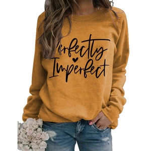 Ginger yellow Perfectly Imperfect letter print sweatshirt for women casual streetwear