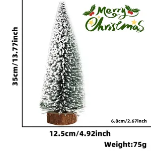 Mini albero di Natale artificiale innevato da 35cm con base in legno massello