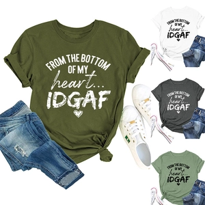 Close-up of crewneck t-shirt with FROM THE BOTTOM OF MY heart text and color options