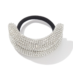 Élastique à cheveux double couche élégant avec strass brillants et ruban noir