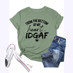 Green crew neck t-shirt with FROM THE BOTTOM heart print and front knot detail