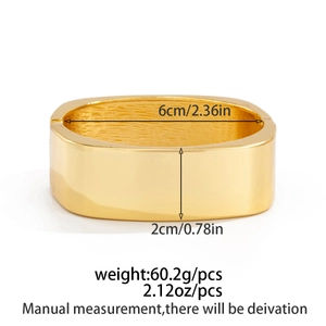 Dimensions détaillées du large bracelet jonc doré avec indications de poids et taille