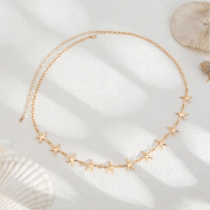Golden starfish body chain for beach holiday, delicate metal alloy waist jewelry accessory