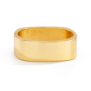 Bracelet manchette doré large poli au design géométrique moderne avec ouverture articulée