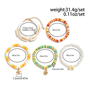 Details zu Gewicht und Größe für das böhmische Armband-Set mit Tonperlen und Seestern