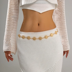 Chaîne de taille bohème dorée avec pendentifs étoile et soleil pour femmes