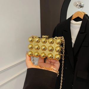 Mini Acrylic Box Bag With Metal Chain Strap 3D Sphere Texture Evening Crossbody Bag For Women Fashion Party Handbag