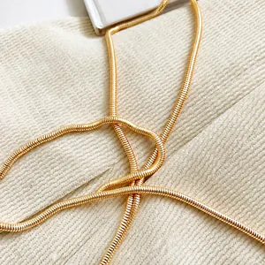Primer plano de cadena de serpiente dorada bañada en oro de 18K para bolsos de lujo