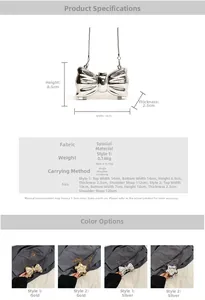 Detailed specs for acrylic butterfly and pearl flower mini evening bags with chain straps
