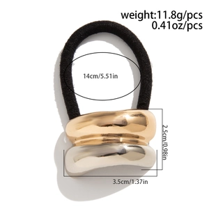 Detailed size and weight specs for the wavy two-tone metallic heart hair tie