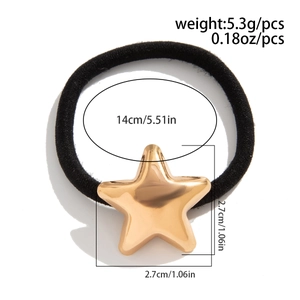 Detail van zwarte haarelastiek met gouden ster van 2,7 cm en productspecificaties