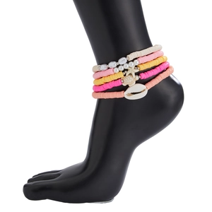 Set de bracelets de cheville bohème avec breloques étoile de mer et perles colorées