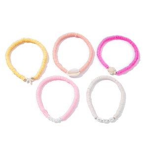 Lot de 5 bracelets de cheville Bohême avec étoiles de mer, coquillages et perles Heishi