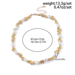 Detailed view of beaded necklace showing length dimensions and lobster clasp closure