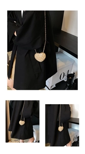 Exquisite heart-shaped pearl mini bag with fine gold chain strap for luxury accessory styling