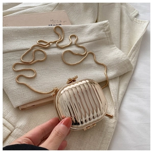 Mini metalen harde schoudertas met gouden ketting clutch tas voor dames lippenstift en make-up