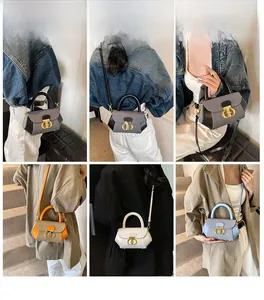 Multi-angle views of retro crossbody bag in various colors worn by model in daily life