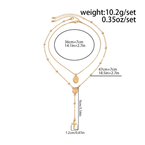 Dimensions détaillées pour l'ensemble de colliers croix et médaillon en perles