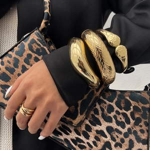 Fashion Irregular Metallic Open Bangle Gold Silver Plated Alloy Spring Hinge Hammered Textured Cuff Bracelet For Women