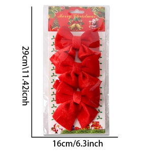 Three large red velvet Christmas bows with Merry Christmas backing card packaging