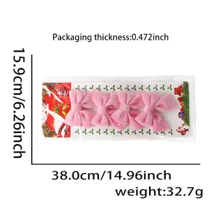 Pink velvet Christmas bow set of 4 with Merry Christmas packaging for festive decoration