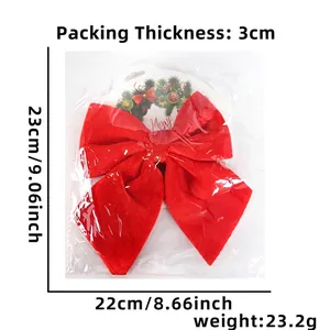 Red velvet Christmas bow ornament for tree and gift decoration with packaging