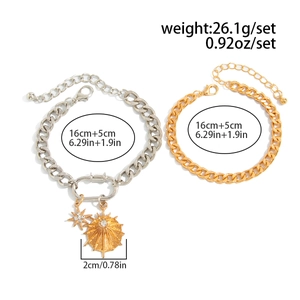 Detailed size guide of hip hop star pendant and chunky cuban chain bracelet set