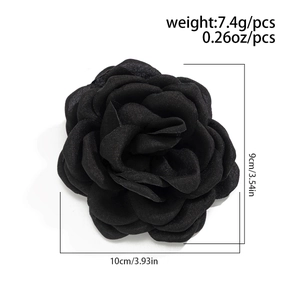Detailed size specifications of the elegant black fabric rose tassel anklet decoration
