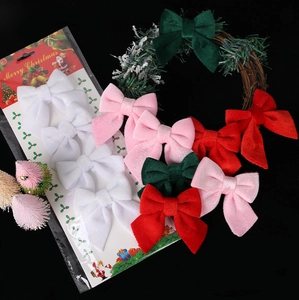Christmas velvet bows for wreaths and trees in red, pink, white, and green set