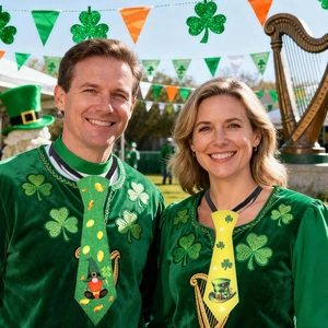 Tenue de la Saint-Patrick avec pull trèfle vert et cravate réglable à thème festif