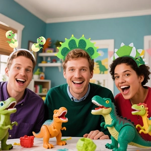 Dinosaur themed party headbands and toy set for kids birthday celebration accessories